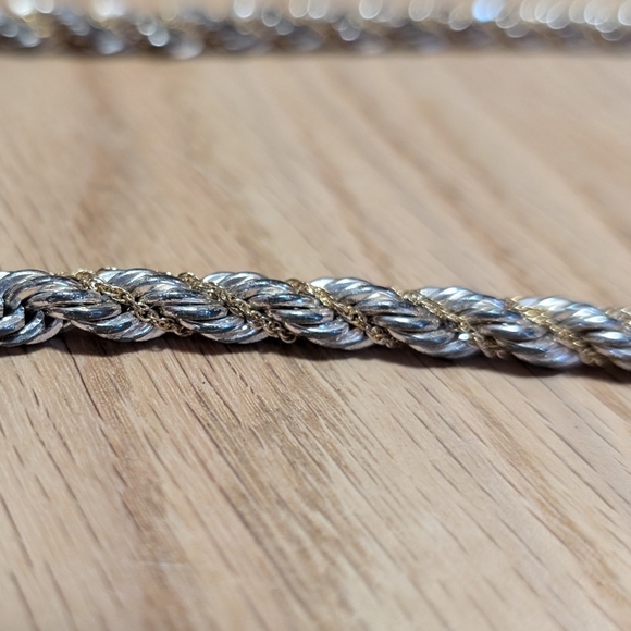 Thick Silver Necklace, w/ smaller gold chain intertwined. - Picture 2 of 7